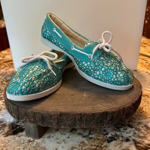 Maurices Teal/Sequined Flat Shoes.  Size 9.